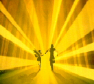 Pocahontas and John Smith running towards the light!
