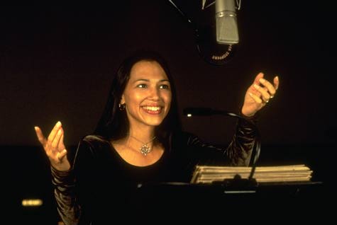 Irene Bedard during a recording session for Pocahontas