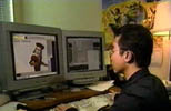 An animator at work on SHREK 4D