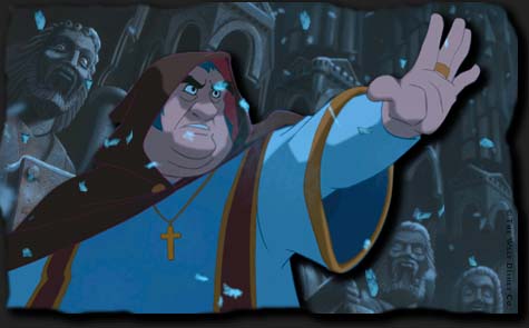 Notre Dame's priest keeps Frollo from killing baby Quasimodo...