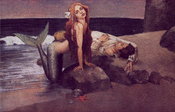 Painting illustrating Andersen's 'The Little Mermaid'